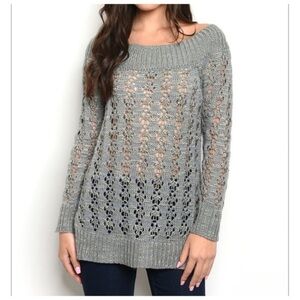 🆕Grey Off shoulder knit sweater